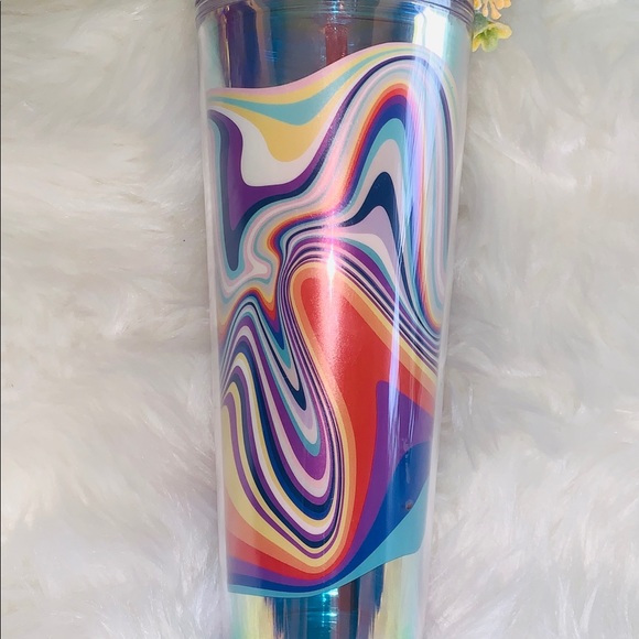 Starbucks 2pc Set Target Exclusive Rainbow Retro Swirl Wave Tumbler Cup & Tote - Picture 8 of 15